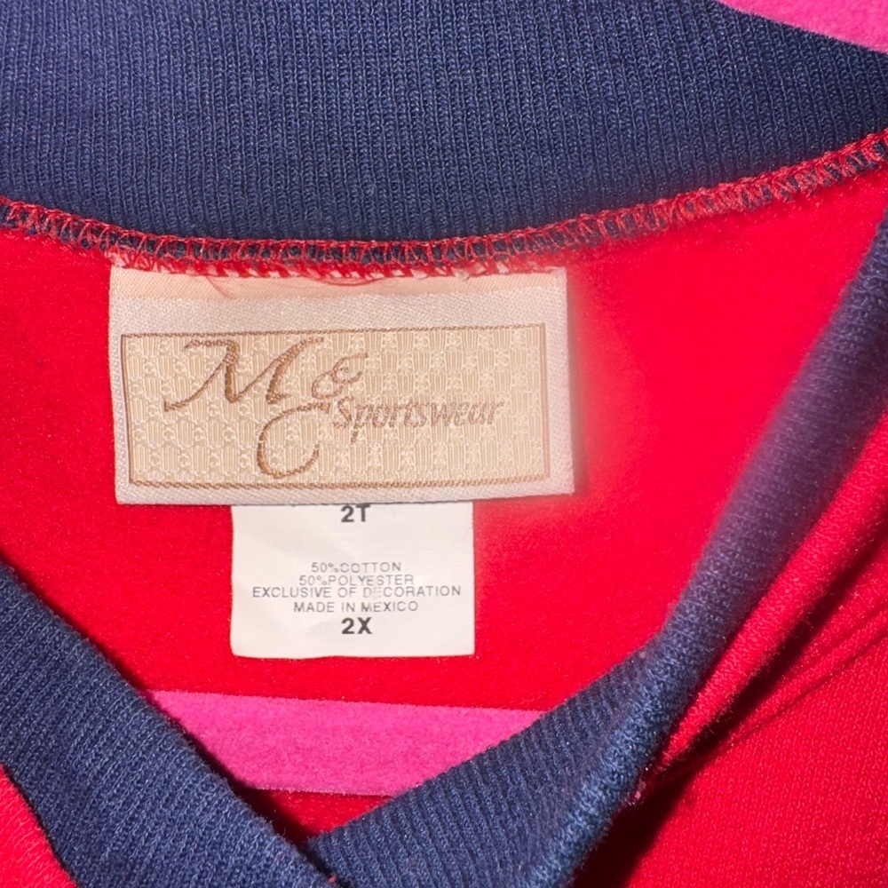 Bright Red Crewneck Sweater with Handprint Design - Picture 2 of 6